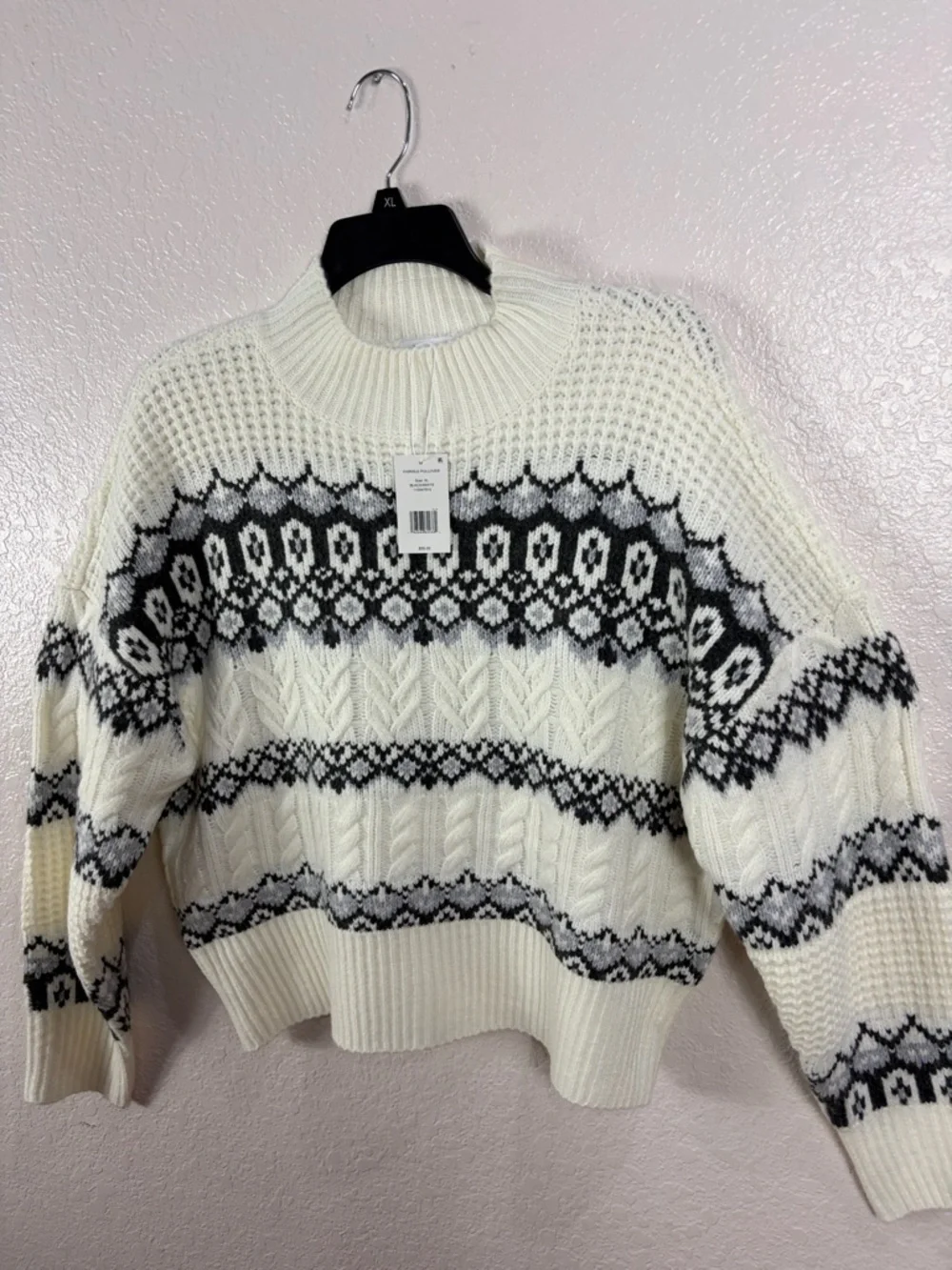 Adyson Parker,Size XL,Women’s Cream Nordic Cable Knit Sweater - Picture 4 of 14